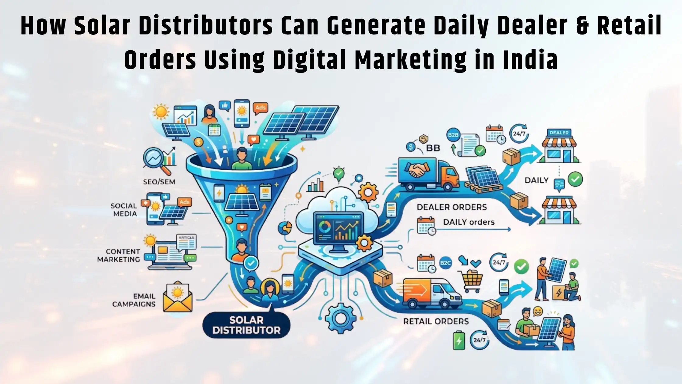 How Solar Distributors Can Generate Daily Dealer & Retail Orders Using Digital Marketing in India