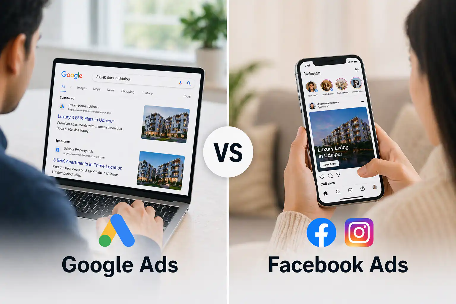 Google Ads vs Facebook Ads for real estate