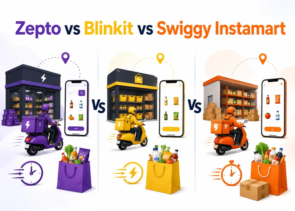 Zepto vs Blinkit vs Swiggy Instamart comparison for FMCG brands in India