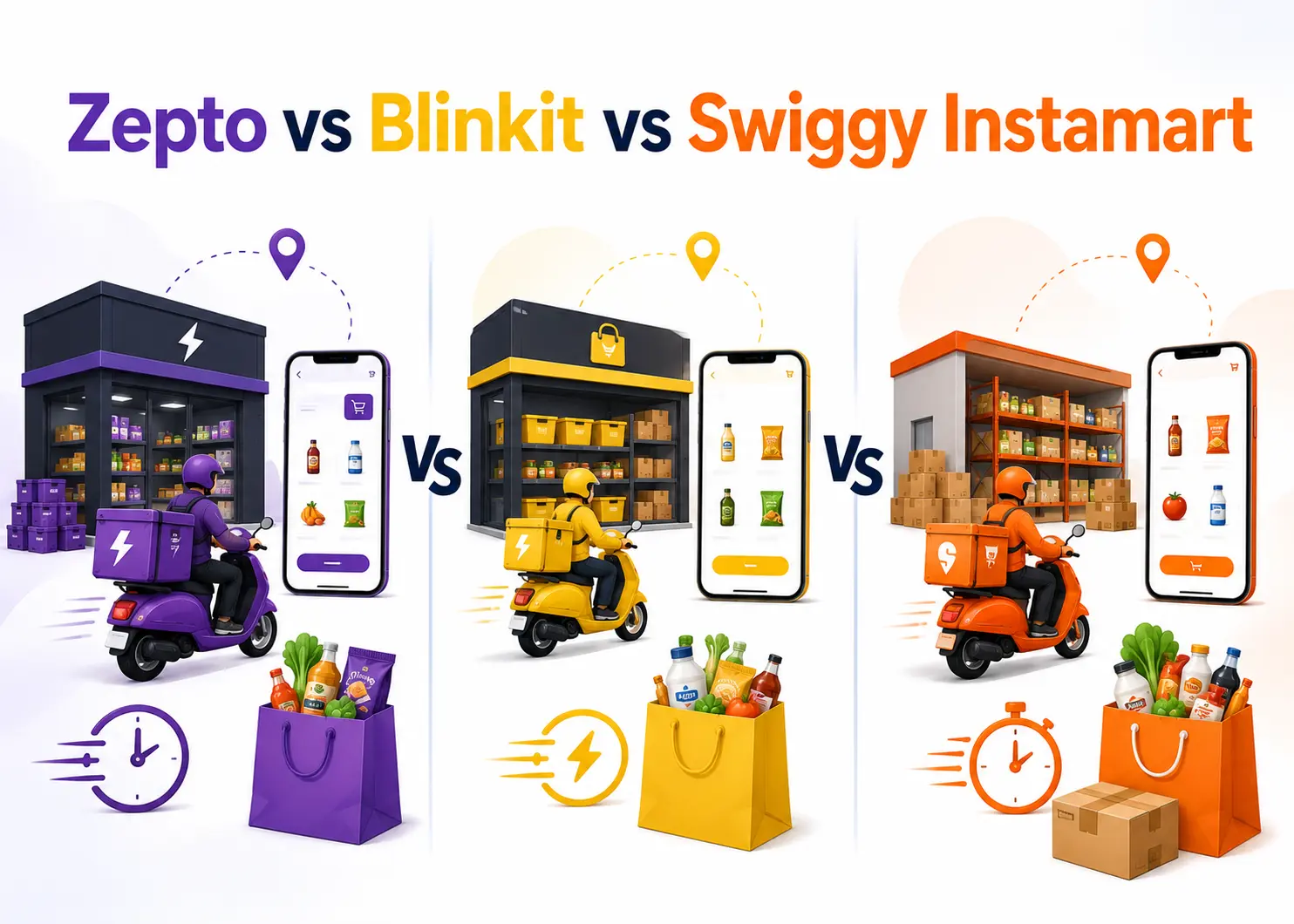 Zepto vs Blinkit vs Swiggy Instamart comparison for FMCG brands in India