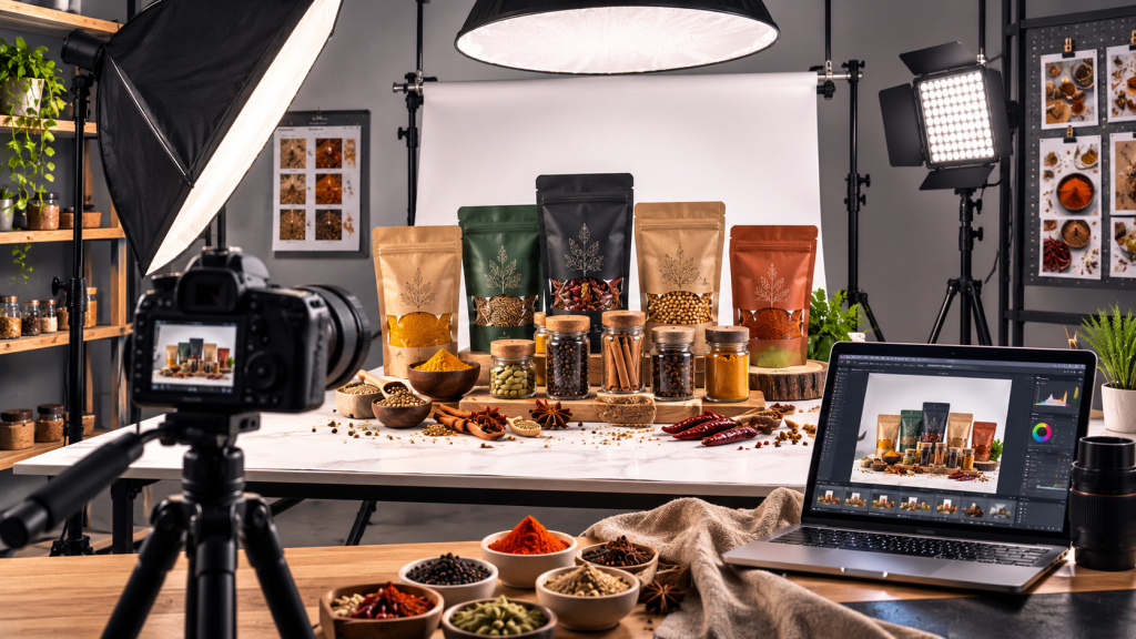 Learn professional photography techniques to create stunning ecommerce images for your spice brand.
