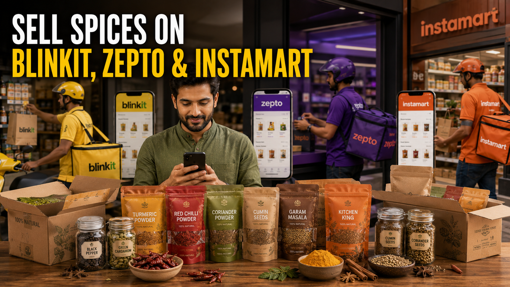 Sell Spices on Blinkit, Zepto & Instamart: Complete Guide for Brands