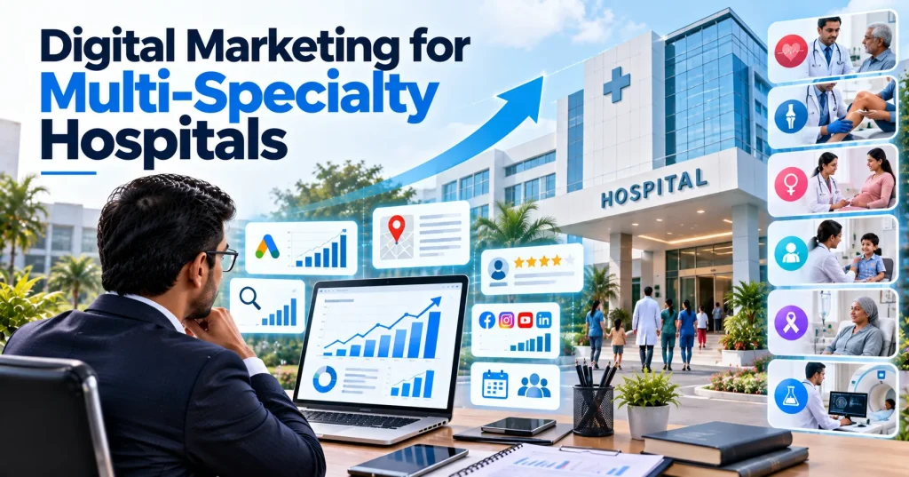 Digital Marketing for Multi-Specialty Hospitals using SEO, Google Ads, social media marketing, and patient acquisition strategies