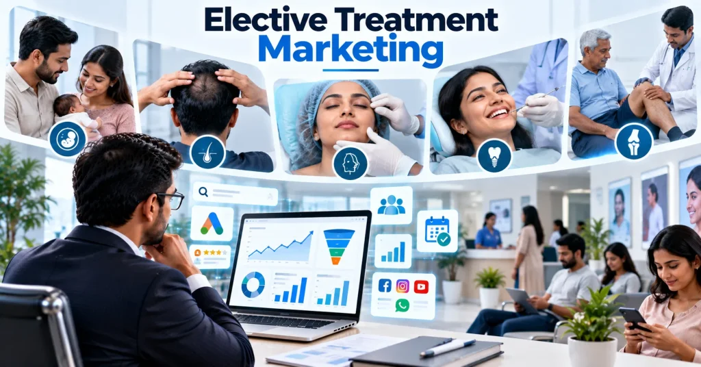 Elective Treatment Marketing strategies for IVF, hair transplant, cosmetic surgery, and orthopedic clinics to generate qualified patient leads.