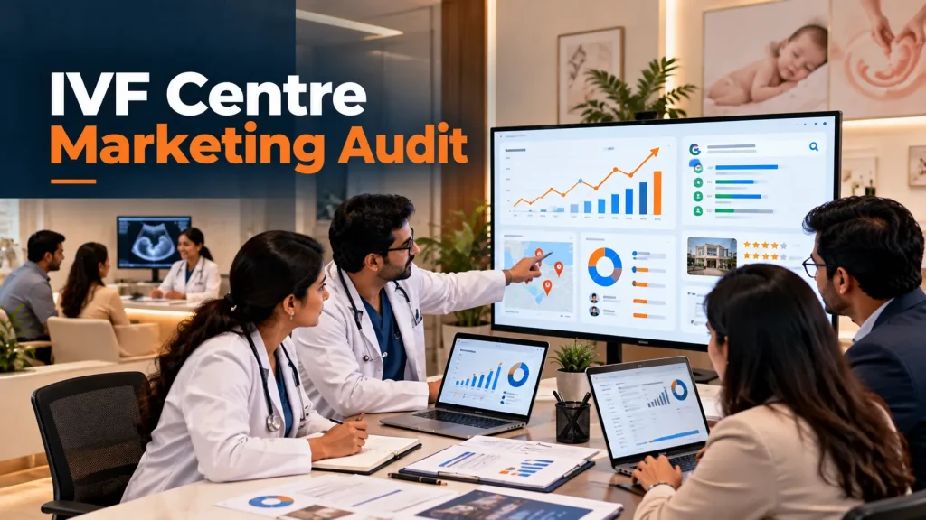 IVF centre marketing audit showing SEO analysis, website performance review, lead generation tracking, and fertility clinic marketing metrics