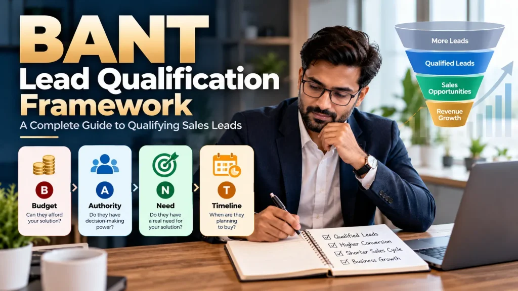BANT Lead Qualification Framework explaining budget, authority, need, and timeline for qualifying sales leads
