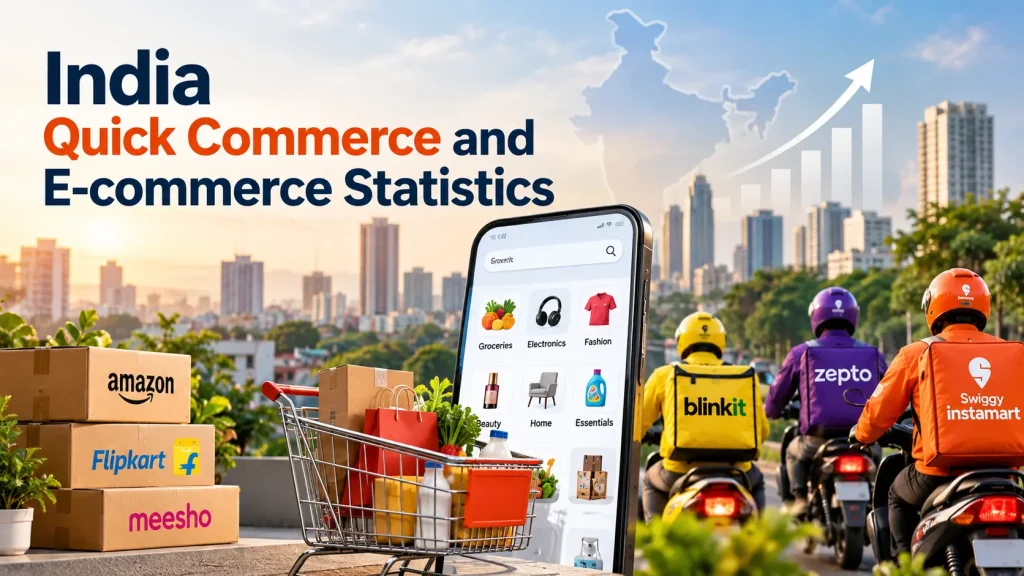 India quick commerce and e-commerce statistics showing online shopping platforms and rapid delivery services